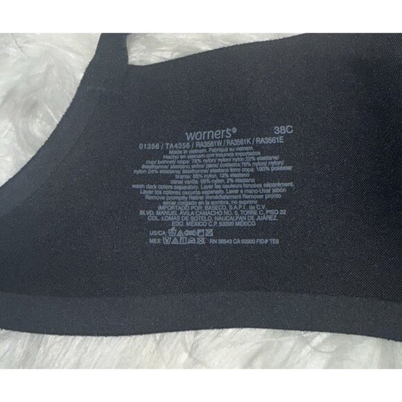 Warners 01356 No Side Effects Underarm Smoothing Comfort Bra Underwire 38C Black - Picture 6 of 6